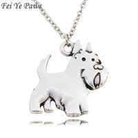 Wholesale Fei Ye Paws Cute Aberdeen Scottish Terrier Dog Charms Pendant Necklace Choker Animal Pet Women Stainless Steel Chain Chains