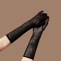 Wholesale Five Fingers Gloves Breathable Lace Arm Sleeves UV Protection Elbow Protector Spider Web Outdoors Sports Sleeve Tattoo Cover Up