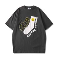 Wholesale Cpfm Washed Retro Smiley Face Socks Embroidery Men s tee Short Sleeve Oversize Casual Summer Top Tees o Neck Loose t Shirt