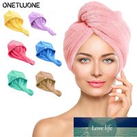 Wholesale Hair Towel Twist Drying Towels Microfiber Thicken Cap With Button For Women Super Absorbent Quick Drying