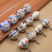 Wholesale Chinese Style Ceramic Handle Vintage Depiction Art Drawer Cabinet Door Wardrobe Chest Drawers Hand Painted Blue White Porcelain Handles Pu
