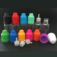 Wholesale DHL ml PET Plastic Round Square Needle Bottle For Ecig Oil E Liquid E Juice Storage Reusable Portable Container Dropper Bottles With Colorful Childproof Caps