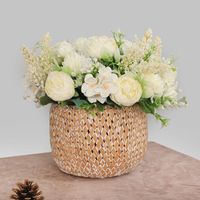 Wholesale Decorative Flowers Wreaths Small Roses Wedding Bouquet Peony Artificial Home Decor Peonies Silk White Purple Rose Fake Fall Decorations