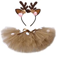 Wholesale Fluffy Brown Deer Girl Tutu Skirt Christmas Costume Kids Reindeer Tulle For Halloween Carnival Children Outfit Years Skirts