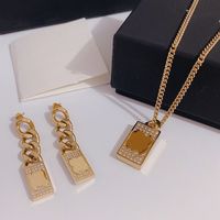Wholesale European and American style designer letter C necklace inlaid brick titanium steel high quality clavicle chain luxurious earrings necklaces trend