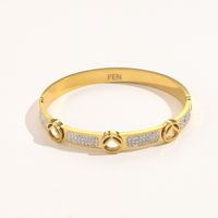 Wholesale Finn family sky star F letter Bracelet women s bracelet steel seal fashion simple diamond live broadcast with goods