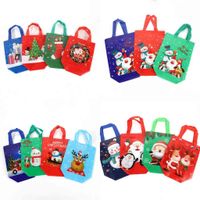 Wholesale Reusable Non woven Christmas Handbag Cartoon Purses Shopping Grocery Tote Reinforced Hand Bags Kids Party Favor Gift Pouch Boutique Clothing Shoes Packing G82CFNE