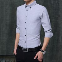 Wholesale cottonEmperor maker spring and autumn long sleeve Pure cotton slim fit men s shirt casual solid color me