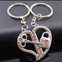 Wholesale Keychains Metal Heart shaped Lock And Key Lovers Classic Life I Love You Mobile Phone Bag Pendants Couple Birthday Gifts