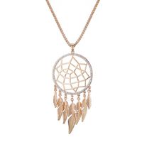 Wholesale Vintage Dreamcather Feather Pendant Necklace Women Crystal Big Multi Leather Tassels Long Boho Jewelry Colors Necklaces