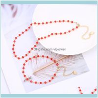 Wholesale Earrings Necklace Sets Jewelry Red Pink Black Green Colorful Crystal Beads Chain Woman Necklace Bracelet Simple Set Wedding Party Jewelry