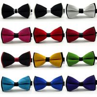 Wholesale formal dress men and women s wedding best man group bow tie black and white red blue green purple double layer color matching bow tie