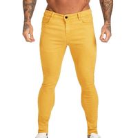 Wholesale new Men Stretch Skinny Solid Jeans Color Casual Slim Fit Denim Trouser Male Yellow Red Gray Pants