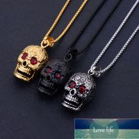 Wholesale Titanium Steel Gold Black Color Skull Pendant Necklace with CZ Crystal Punk Rock Men s Jewelry Brother Gift Factory price expert design Quality Latest Style Original