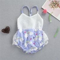Wholesale Rompers Toddler Infant Born Girl u2021s Cotton Suspender Romper Sweet Rainbow Print Sequin Lace Summer Triangle Jumpsuits Months