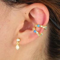 Wholesale Clip on Screw Back Piece Fire Opal Earrings Minimal Delicate Ear Cuff Clip On Round Cz Circle Blue Colors No Piercing Women Earring Acce