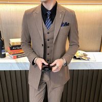 Wholesale Men s Suits Blazers Jacket Vest Pants Luxury Business Men Mid length Groom Wedding Dress Tuxedo Party Casual Suit Male