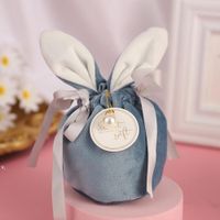 Wholesale Easter Cute Bunny Gift Packing Bags Velvet Valentine s Day Rabbit Chocolate Candy Bags Wedding Birthday Party Jewelry Organizer RRF1337