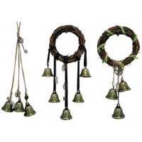 Wholesale Decorative Objects Figurines Rattan Ring Bell Handmade Wall Hanging Wind Chime Evil Witch Door Amulet Witchcraft Decoration