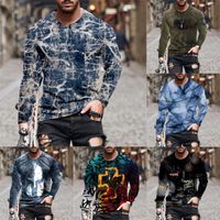 Wholesale Men s T Shirts Long Sleeve Oversize D Print Top O neck Vintage Tshirts Men Clothing Casual Pullovers Sexy Plus Size S XL