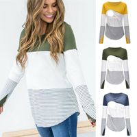 Wholesale Meihuida Casual Striped Women Long Sleeve Maternity Tops Breastfeeding Ladies T Shirt Loose Pregnancy Clothes T Shirt Women s Blouses Shir
