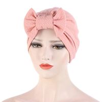 Wholesale Scarves Muslim Bonnet Big Bowknot Stretch Hijab Turban Hat For Women Solid Color Head Wrap Beanies Pullover Hair Accessories