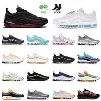 Wholesale 97 Running Shoes OG Mens Women Satan MSCHF x INRI Jesus Halloween Undefeated Black White Pull Tab Obsidian Sail Silver Bullet Trainers Sneakers