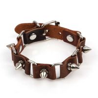 Wholesale Fashion Design Punk Studs Spike Leather Bracelet For Men Wristband Metal Alloy Charm Jewelry Women Accessories Gift Bracelets