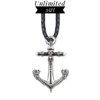 Wholesale Pendant Necklaces Skull Anchor Pendants Sterling Silver Sea Sailor Men Skeleton Punk Rock Hip Hop Hook Necklace Fashion Jewelry Gift