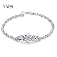 Wholesale Charm Bracelets YADA S999 Silver Color Butterfly Bracelets Bangles For Women Metal Flower Friendship Crystal Chain Bracelet BT200132