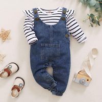 Wholesale Clothing Sets Baby Girl Clothes Babi Girls Set Long Sleeve Spring Autumn Outfits Chic Denim Overalls Suit For Born Infant Shower Gifts