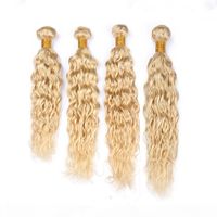 Wholesale Malaysian Bleach Blonde Human Hair Weft Extensions Wet and Wavy Blonde Virgin Remy Human Hair Bundles Deals Water Wave Weaves