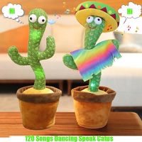 Wholesale 120 Songs USB Dancing cactus Dancer Speaker Repeat Say Talk talking Baby Stuffed Plush Toy children s toys
