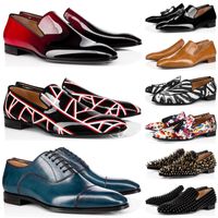 Wholesale red bottoms designer for mens casual shoes loafers black bottom spike Patent Leather Slip On Dress Wedding flats Business Party sneakers
