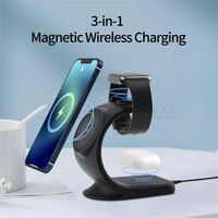 Wholesale 15W Magnetic Wireless Charger Stand in For iPhone Pro Max Qi Fast Charging Induction For Apple Watch iWatch AirPods With Retail Box