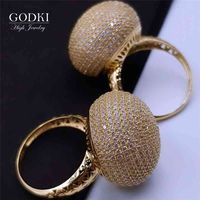 Wholesale GODKI Trendy Disco Ball Big Bold Statement Ring for Women Cubic Zircon Finger s Beads Charm Bohemian Beach Jewelry