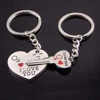 Wholesale Zinc Alloy Silver Plated Heart Keychain Lovers Gift Wedding Favors Couple Fashion Keyring Key Fob Creative Keychains