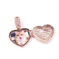 Wholesale Custom Picture Necklaces Fashion Gold Plated Iced Out Lockets Heart Pendant Necklace Mens Hip Hop Jewelry