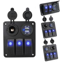 Wholesale New Waterproof Gang V Circuit Control Digital Voltmeter Dual USB Port Outlet Combination Boat Car Switch Panel Blue LED
