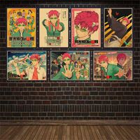 Wholesale Paintings Japanese Anime Retro The Disastrous Saiki Kusuo No Psi Nan Kraft Paper Posters Wall Art Painting Bar Club Picture Decoration