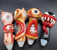 Wholesale 5 Inch Unique Smoking Hand Pipes Heady With Handmade Painted D Cartoon Coloured Drawing Dry Herb Tobacco Glass Oil Burner Pipe