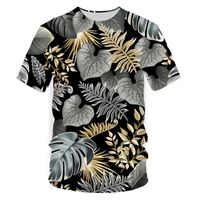 Wholesale Men s T Shirts Tropical Style Men Running Quick Dry Sport Fitness Gym Round Neck Shirts D Machine Printed Custom