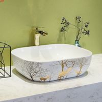 Wholesale Oval Europe Vintage Style China Artistic Wash Basin Lavobo Ceramic Coutertop Bathroom Sink cabinet wash hand basin good qty