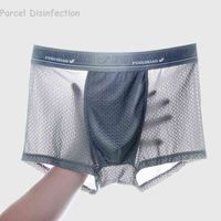Wholesale Men S Underwear Man Boxer Summer Ice Network Mesh Breathable Sexy Youth Boxer Bamboo Ventilate Shorts Four shorts Cosy