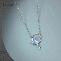 Wholesale Thaya Design cm Moon night Necklace Pendant Crystal Zircon Silver Light Blue Necklace For Women Elegant Fine Jewelry Gift