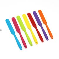 Wholesale Multicolor Cake Spatula Food Grade Silicone Mixing Batter Dough Scraper Long Handled Butter Knife Baking Cook Tool RRA11014