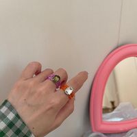 Wholesale Ins Korean Fashion Handmade Braided White Pink Purple Zircon Stone Rings For Women Double Layer Beads Elastic Ring