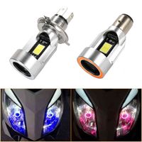 Wholesale 1PC H4 Led Motorcycle Headlight Bulbs H6 ba20d HS1 LED Motorbike Head Lamp Scooter Accessories Fog Light with Angel eye