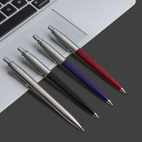 Wholesale Silver Metal Push Type Ballpoint Pen mm Rollerball Simple Signature School Office Stationery Gifts Pens