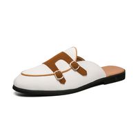Wholesale Summer Mens White Slippers Shoes Tide British Black Double Buckle Fashion Forward Babouche Plus Size Slides XF736